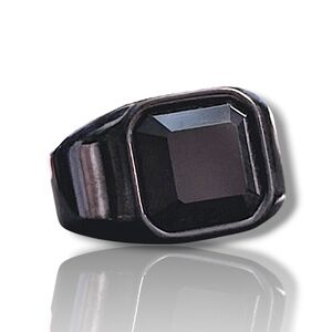 Black High Polished 316L Stainless Steel Black Signet Ring Sz 11